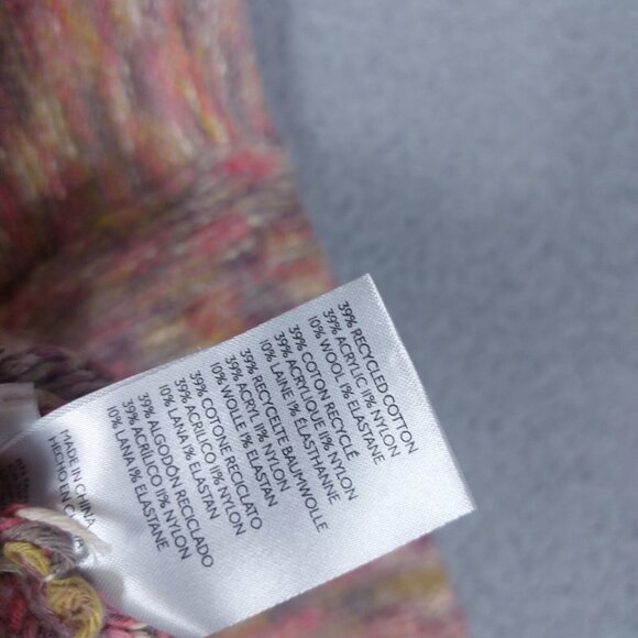 Pilcro Sweater Women's Medium Pink Speckle Knit Deep V-Neck Side Slits Oversized - Picture 10 of 12